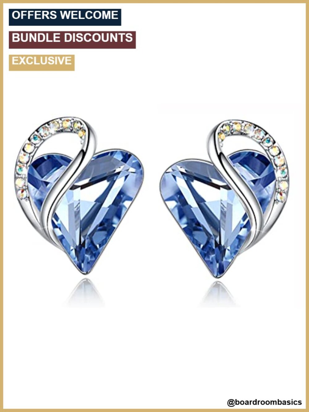 Silver Plated Heart Stud Earrings Birthstone Crystal Women